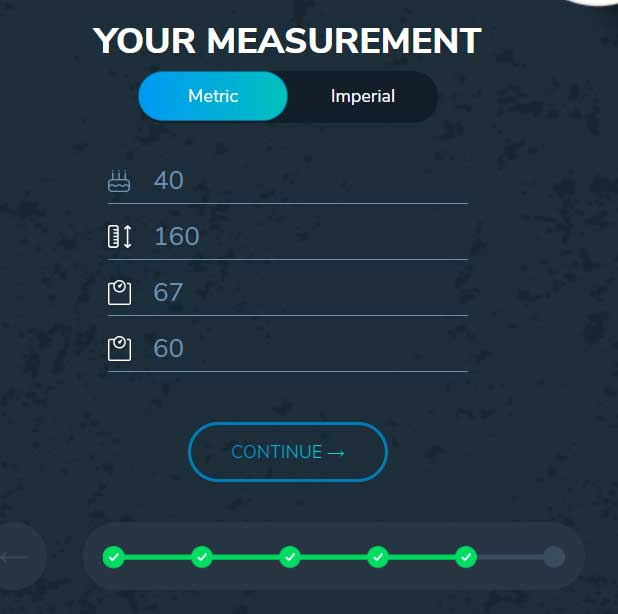 Custom Keto Diet Quiz - Measurements